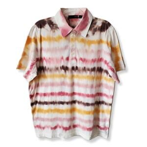 NaniBon Mens Italian Designer Polo Shirt XXL Mixed Media Tie Dye Multicolor NEW